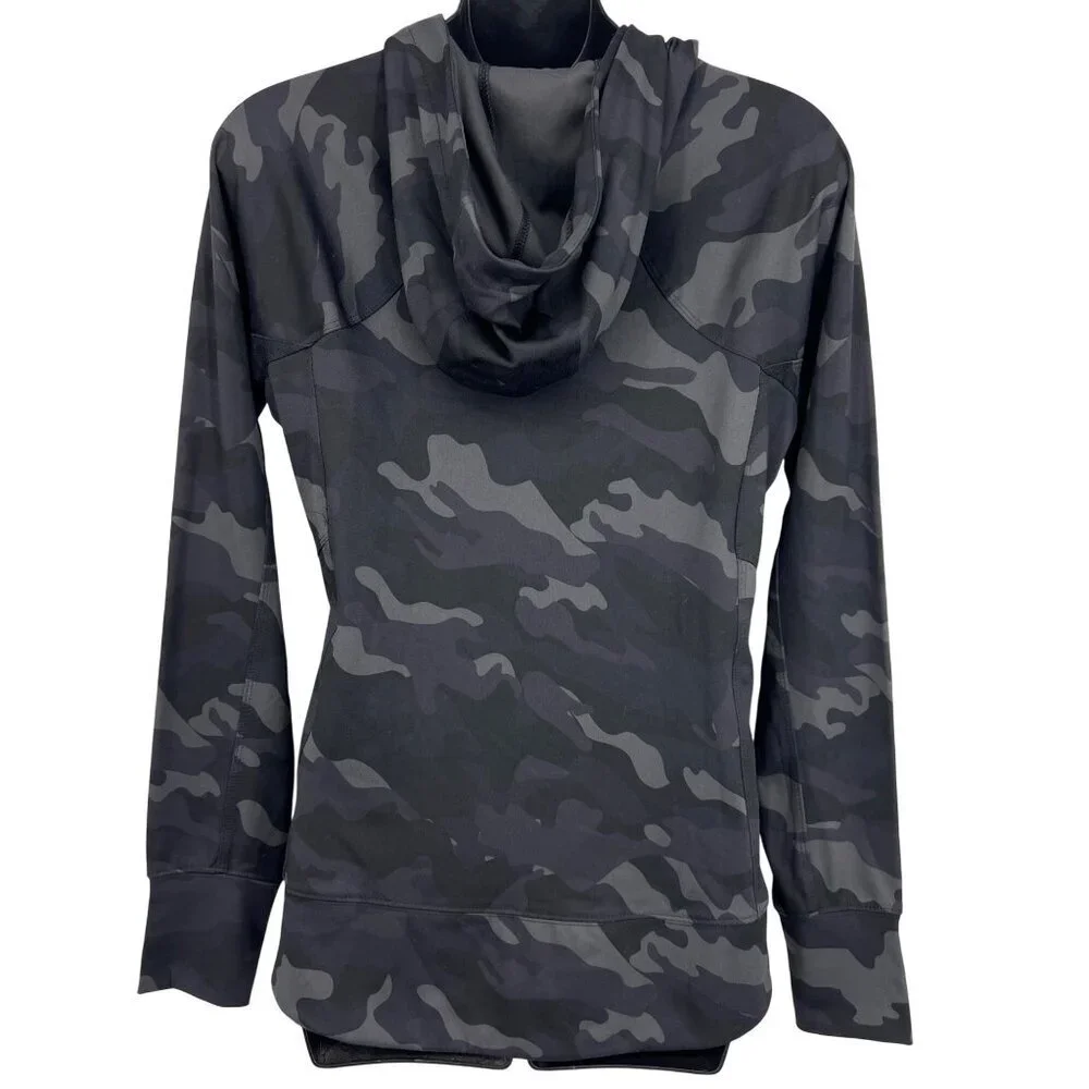 RBX Womens Hooded Black Gray Camo Jacket Zipper Size Small S Athleisure New - Picture 6 of 8